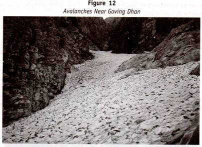 Avalanches near Goving Dhan