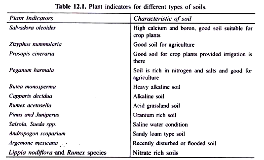 Plant Indicators for different Types of Soils