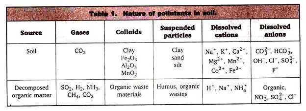 Nature of Pollutants in Soil