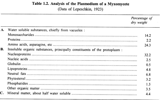 Analysis of the Plasmodium of a Myxomyceete