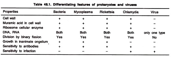 Differentiating Features of Prokaryotes and Viruses