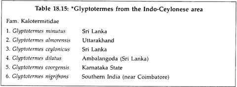 Glyptotermes From the Indo-Ceylonese Ares