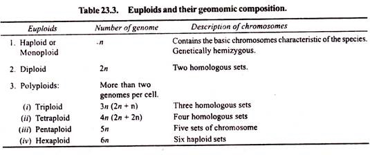 Euploids and their Geomomic Composition