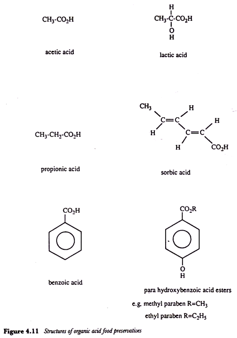 Structure of organic acid food preservation