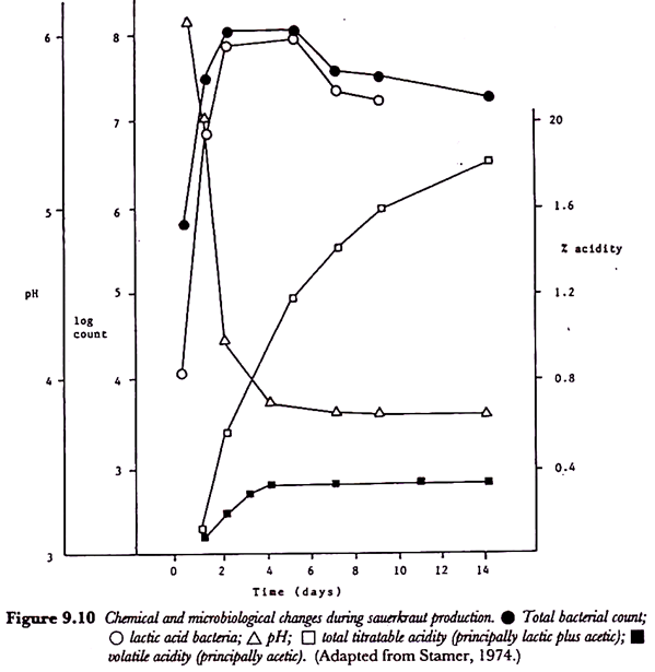 Chemical and microbiological changes during sauerkraut production