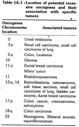 Location of potential recessive oncoenes