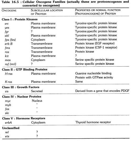 Cellular oncogene families